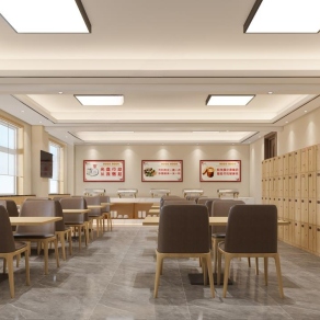 现代职工食堂3D模型下载